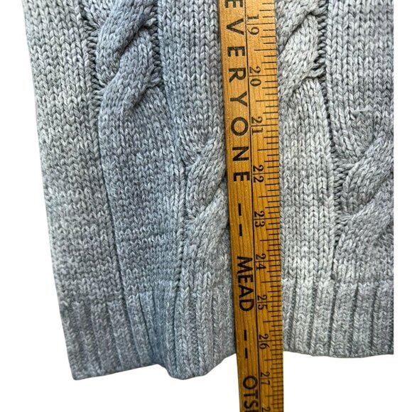 Lands End Womens Cable Knit  Sweater M/P Gray Wool Blend Fisherman Look - Picture 5 of 13